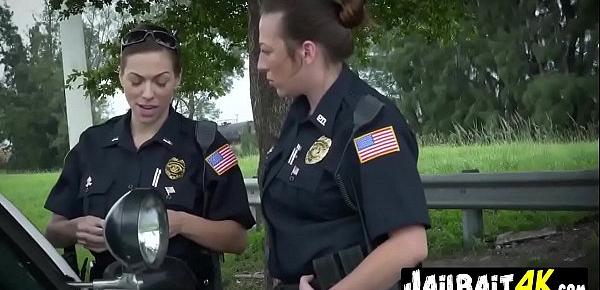  Tattoed busty cop loves getting nailed in all fours